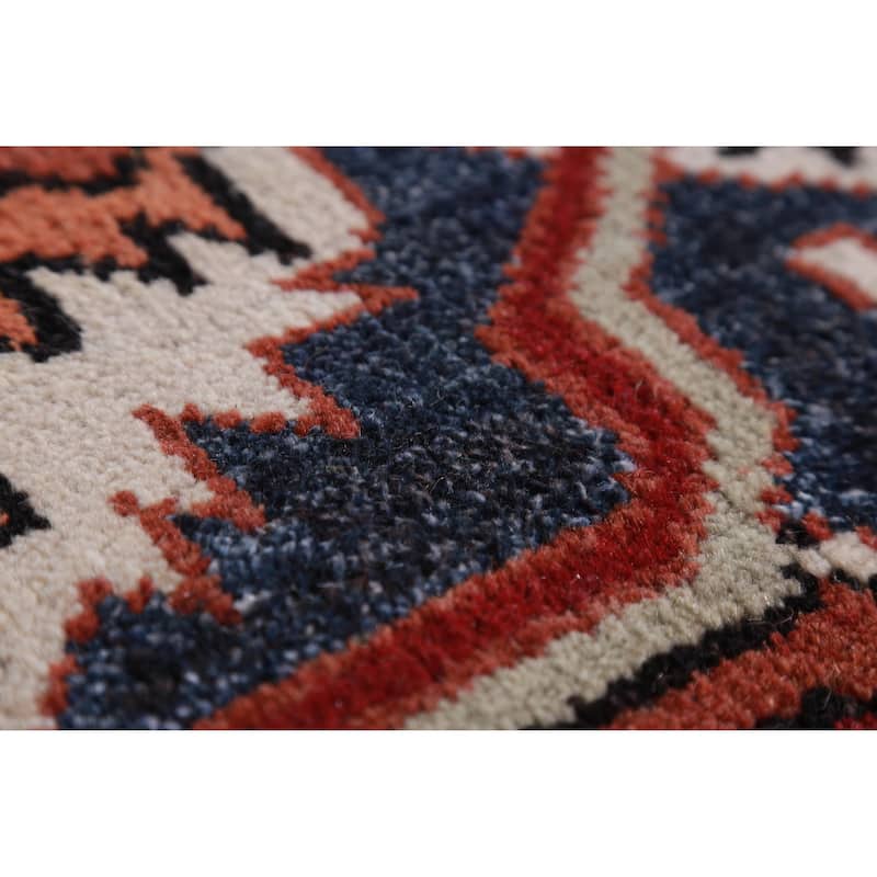 Orange Medallion Heriz Serapi Oriental Large Rug Handmade Wool Carpet - 9'11" x 13'9"