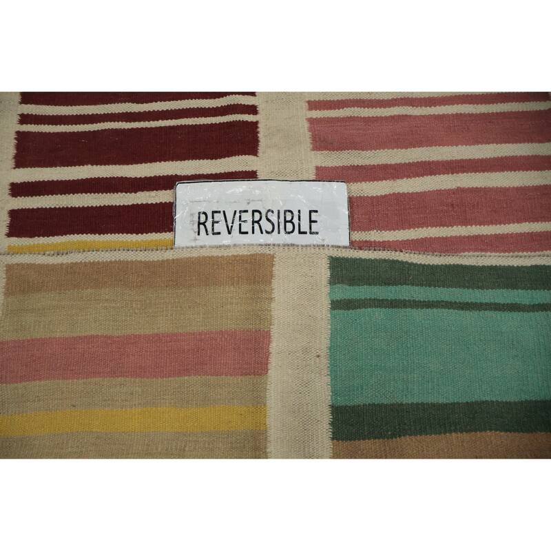 Hand Woven Oriental 100% Wool Carpet Southwestern Modern Multi-Colored Kilim Area Rug - 5' 10'' X 5' 10''