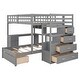 preview thumbnail 5 of 35, Elegant Full Over Twin Bunk Bed with Desk, Drawers and Shelves, Gray