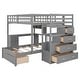 preview thumbnail 4 of 33, Full over Twin Size Solid Wood Bunk Bed with Desk, Drawers and Shelves
