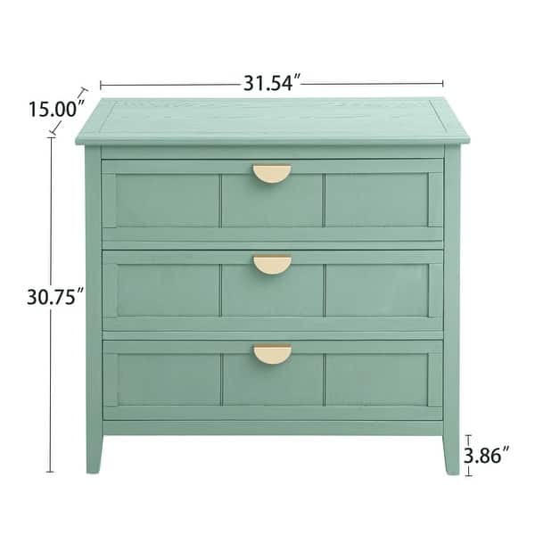 Retro Style 3 Drawer Dresser with Gold Metal Handles, Green - Bed Bath &  Beyond - 42537087