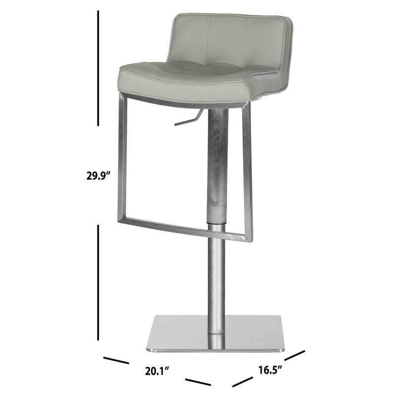 SAFAVIEH Lyndy 24.8-34.2-inch White Leather Adjustable Swivel Bar Stool - 20.1" x 16.5" x 29.9" - 20Wx17Dx30H