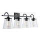preview thumbnail 13 of 22, Jayne 4-light Bath/ Vanity Fixture w/ Clear Seeded Glass Matte Black