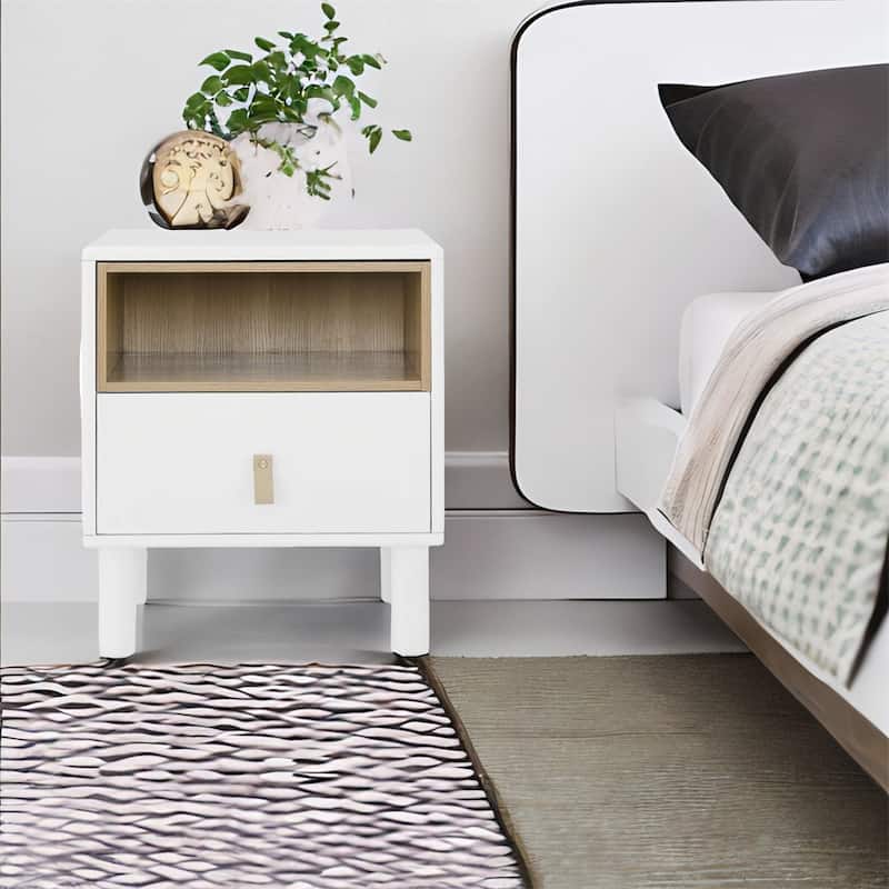 Single Drawer Bedside Table, Modern Wooden Style Bedside Table