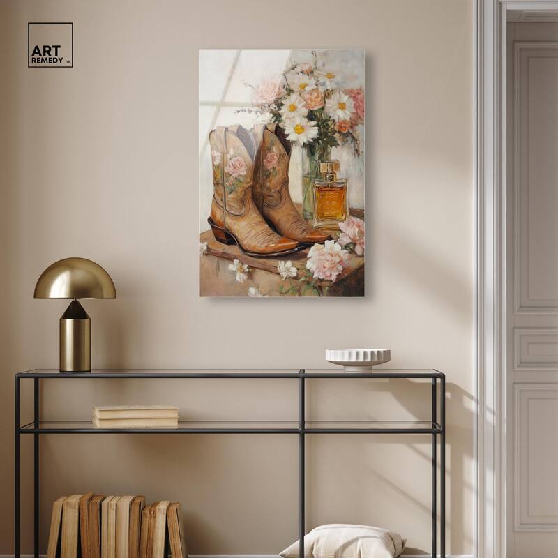Delicate Floral Boots II Acrylic by Art Remedy, Ready to Hang