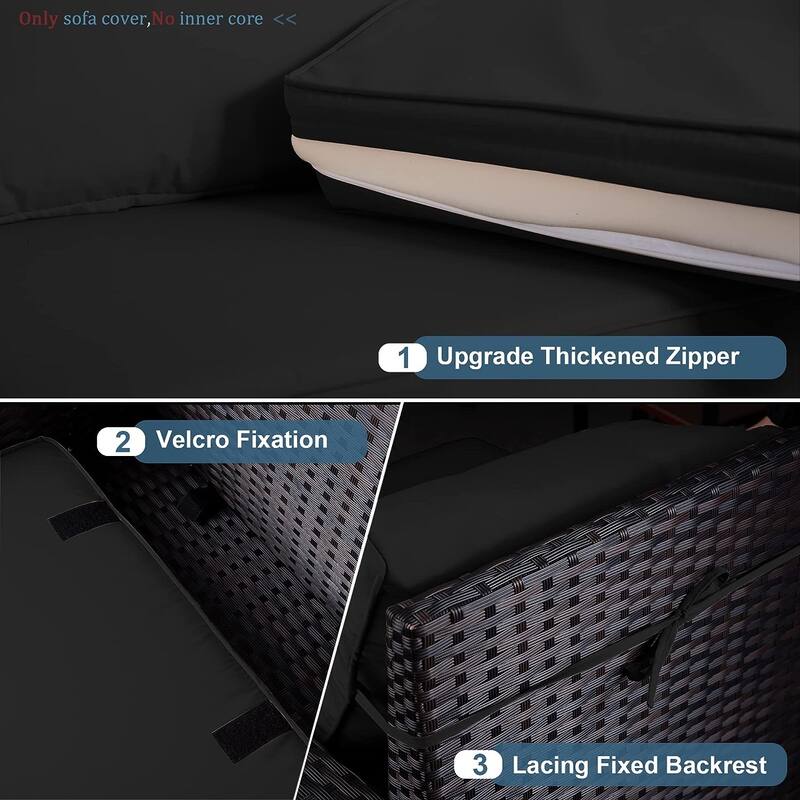Kullavik Outdoor Patio Cushion Covers Replacement w/5 Seat Cushion Covers and 6 Backrest Pillow Covers