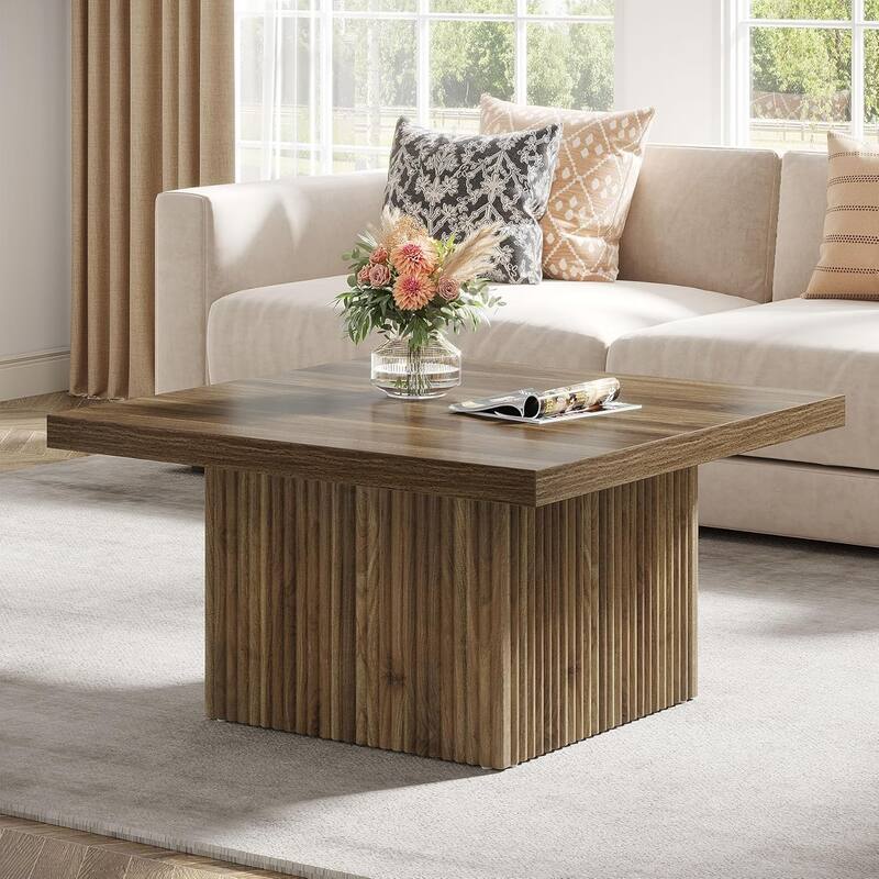 31.5 Inches Square Coffee Table for Living Room Mid-Century Modern Cocktail Table - Bown
