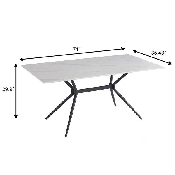 dimension image slide 18 of 20, Elega Modern Sintered Stone Dining Table Modern Trestle Base Powder-Coated Steel Frame Kitchen Table - 47"-71"