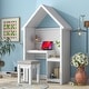 preview thumbnail 1 of 5, House-Shaped Kids Desk with a cushion stool White