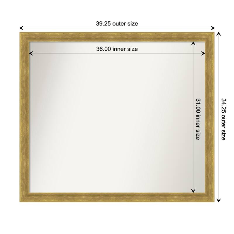 Angled Gold Framed Non-Beveled Custom Wall Mirror, Bathroom Vanity Mirror
