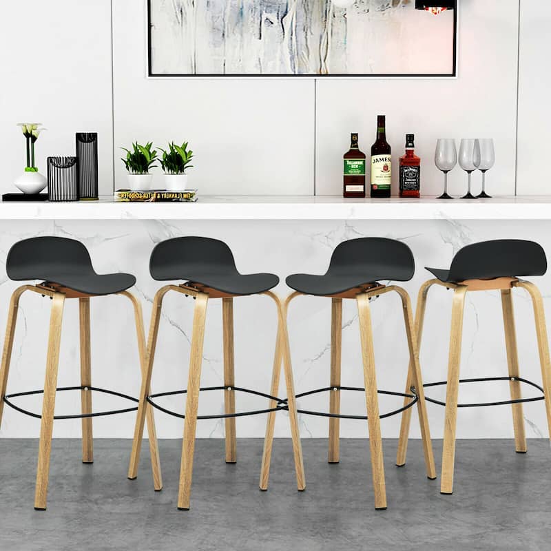 Gymax Modern Set of 4 Barstools 30inch Pub Chairs w/Low Back & Metal - See Details