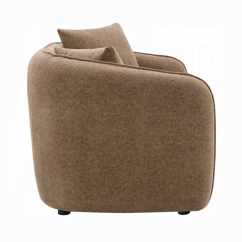 Keina Loveseat, 2 Accent Pillows, Modern Soft Brown Chenille, 57 Inch