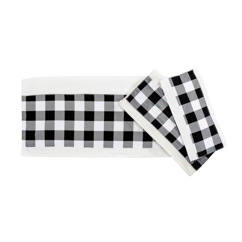 HiEnd AccentsCamille Black Buffalo Check Towel Set, 3PC