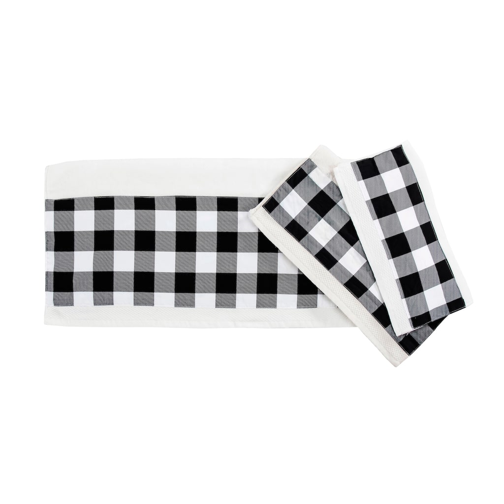 HiEnd AccentsCamille Black Buffalo Check Towel Set, 3PC