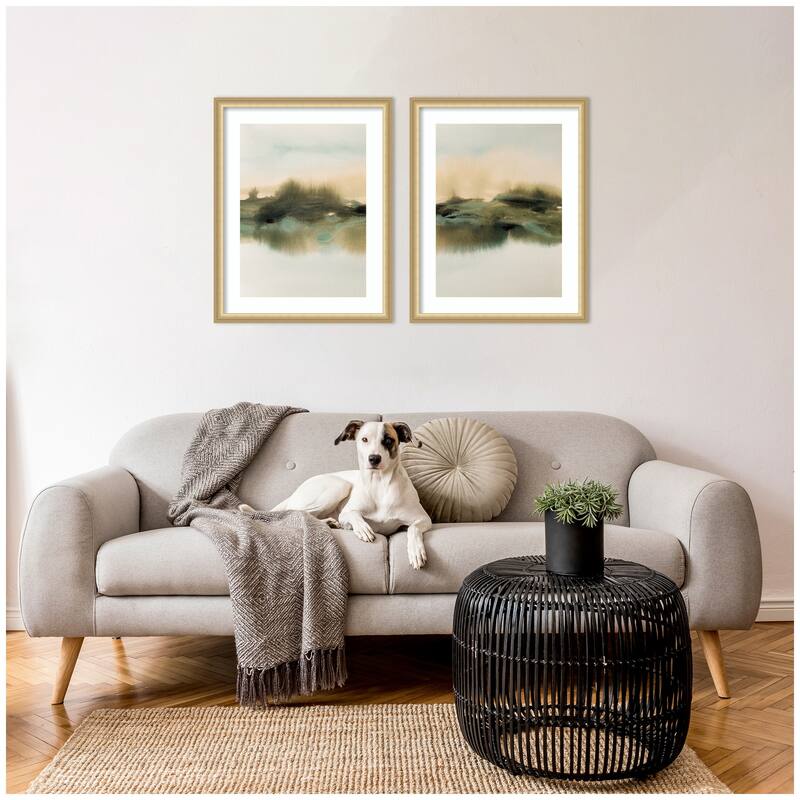 Kate and Laurel Tranquil Meadows 2 Piece Framed Wall Art Print Set by Amy Lighthall