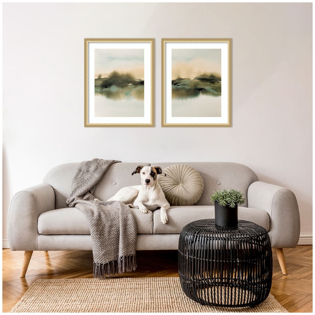 Kate and Laurel Tranquil Meadows 2 Piece Framed Wall Art Print Set by Amy Lighthall