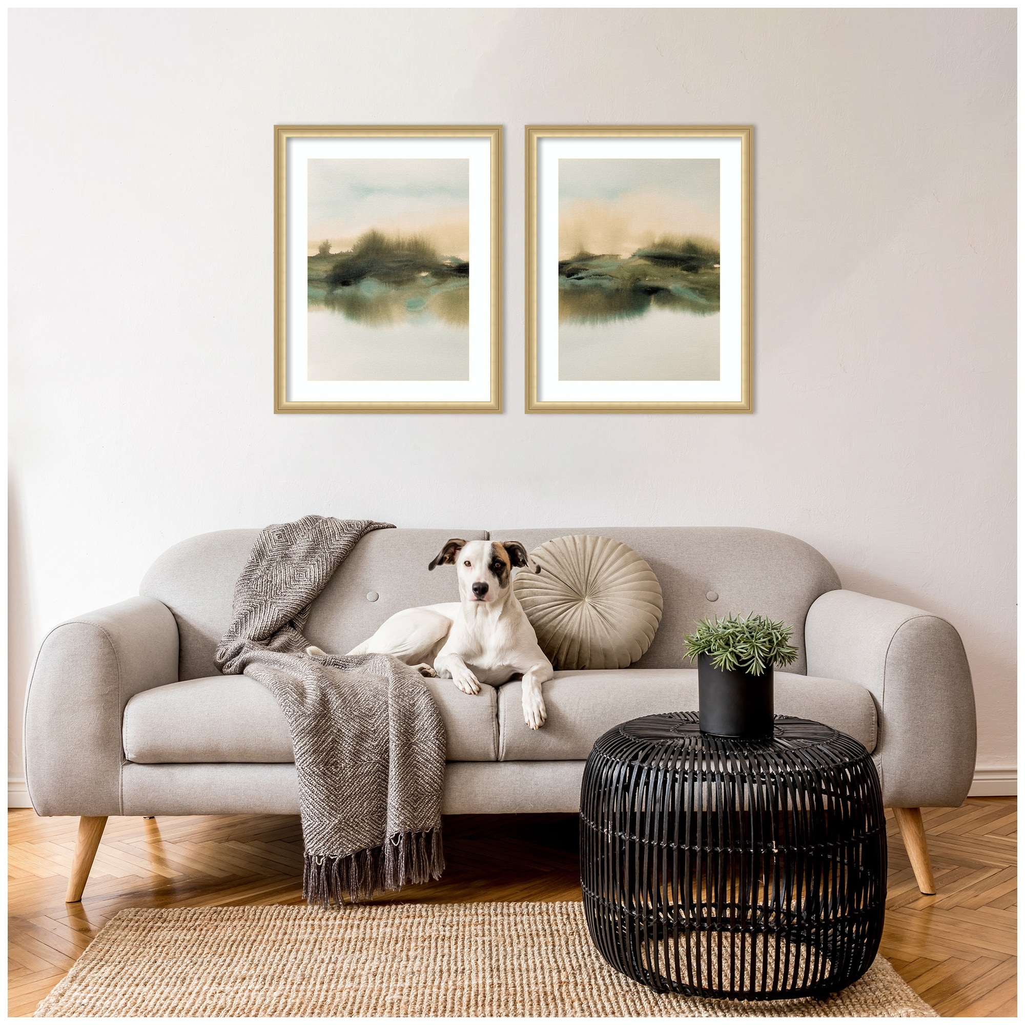 Kate and Laurel Tranquil Meadows 2 Piece Framed Wall Art Print Set by Amy Lighthall