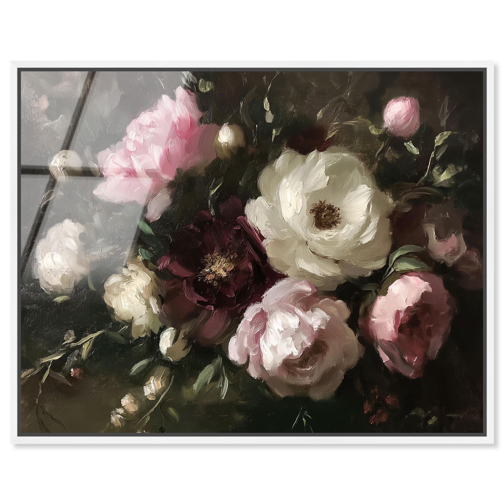 Peony Palette Nocturne Classic Framed Acrylic Wall Art by Art Remedy