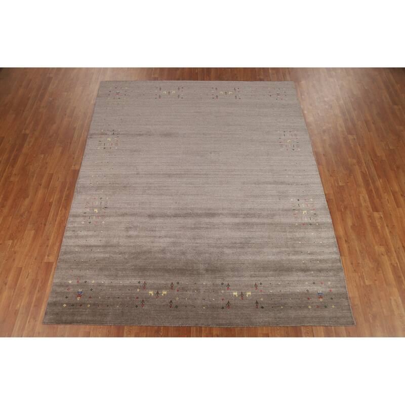 Brown Tribal Gabbeh Oriental Area Rug Hand-Knotted Wool Carpet - 7'10" x 9'7"
