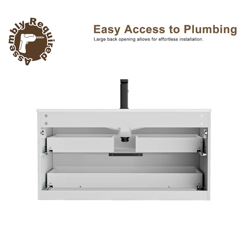 Bathroom Wall Mounted Cabinet Vanity Set with Side Cabinet