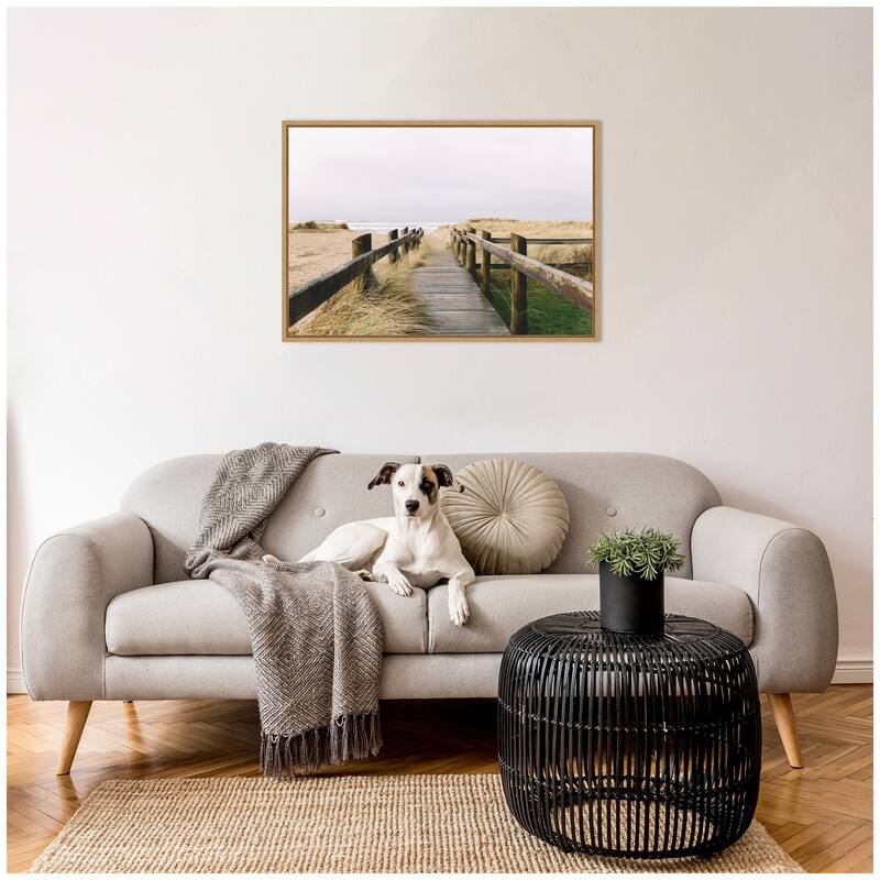 Kate and Laurel Sylvie Coastal Beach Boardwalk Ocean Landscape Framed Canvas by Patricia Hasz of Patricia Rae Photography