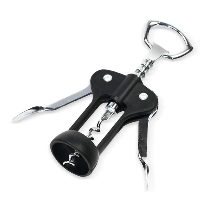Chef Craft Chrome Winged Corkscrew Wine Bottle Opener - Black