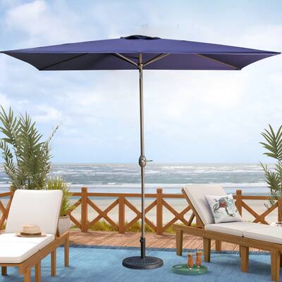 6.5 x 10ft Rectangular Crank 6 Rib Sunshade Patio Umbrella for Backyard and Pool (Base Not Included)