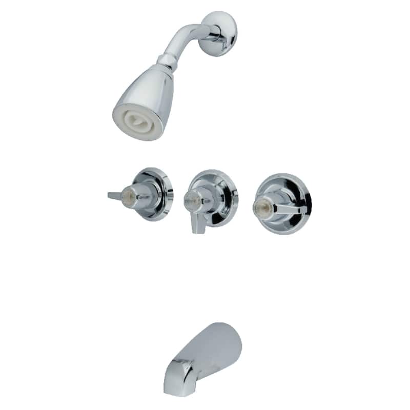 Three-Handle Tub and Shower Faucet - Polished Chrome