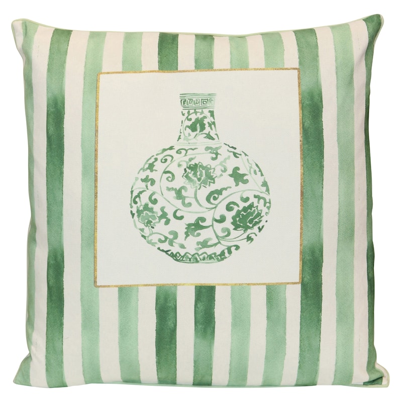 StyleCraft Tamara Day for StyleCraft Porcelain Vessel Pillow - 24" x 24" - Green, Soft White