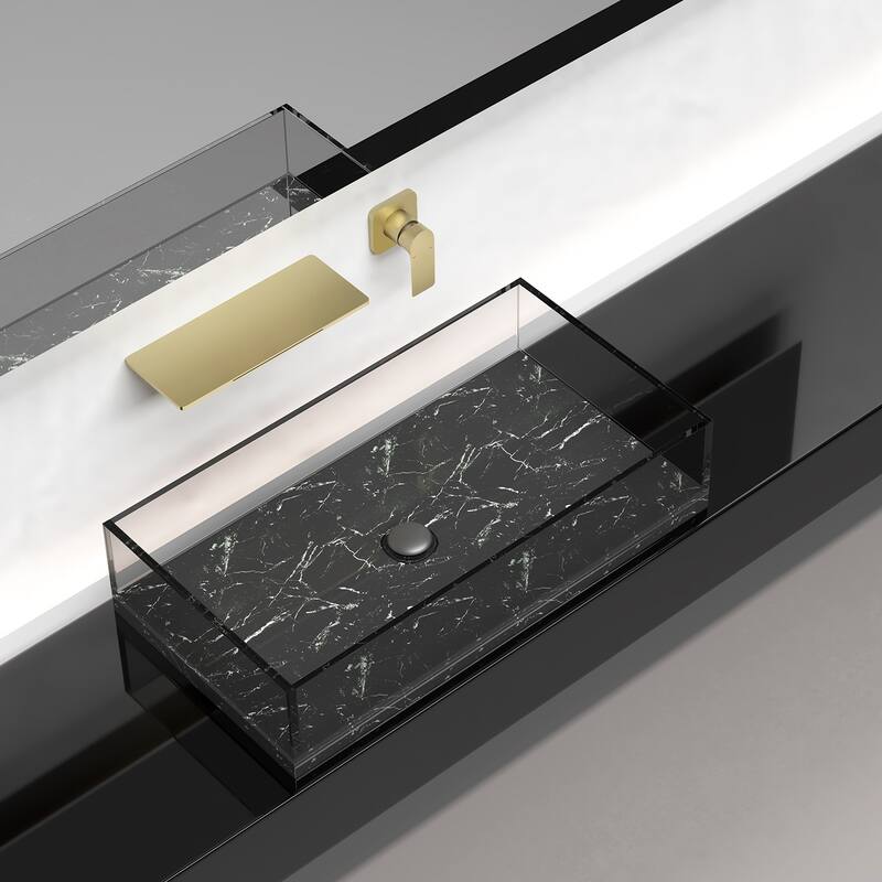 Waterfall Bathroom Sink Faucet 1- Handle Wall Mount Lavatory Faucet