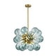 preview thumbnail 40 of 56, 18-Light Cluster Blue Glass Bubble Chandelier - 25in Wide Gold
