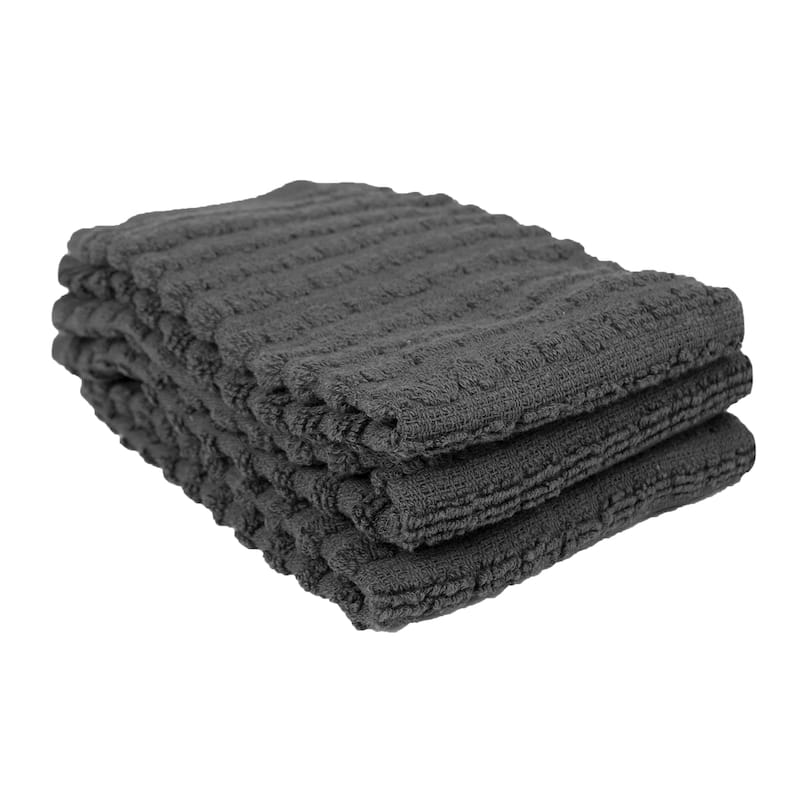 Royale Solid Graphite Cotton Dish Cloths (Set of 3)