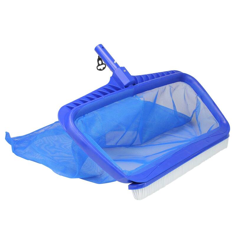 Blue Professional Deep Bag Swimming Pool Skimmer Rake and Brush Combo