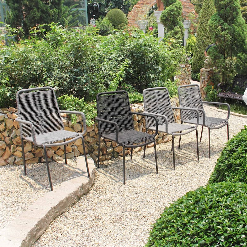 M4H Palaio Set of 4 Outdoor Rope Dining Arm Chair