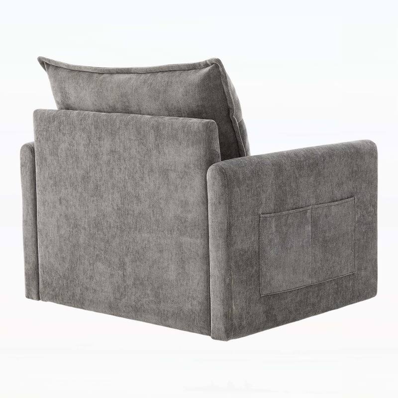Modern Swivel Barrel Chair with Thick Padding,Metal Base,for Living Room and Bedroom