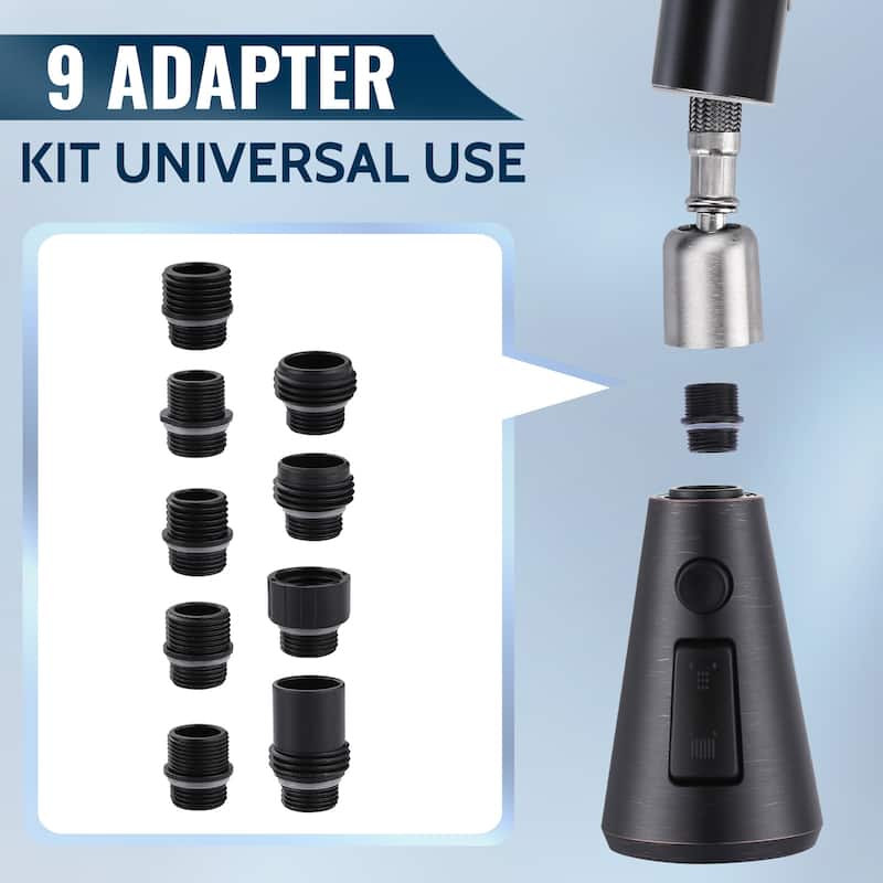 WOWOW Stainless Steel Kitchen Sprayer Head - 3 Modes with 9 Adapters