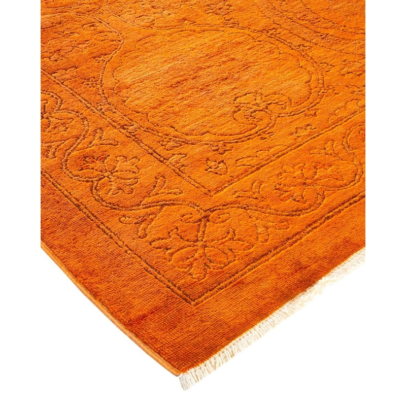 Overton Handknotted Wool Vintage Inspired Contemporary Overdyed Orange Area Rug - 19' 7" x 11' 10"