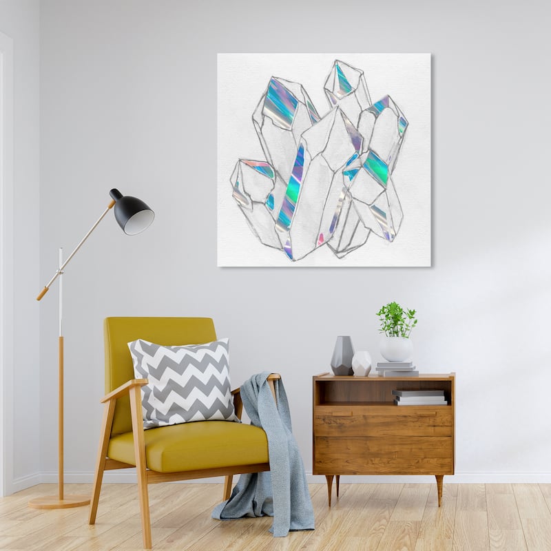 Wynwood Studio Canvas Fashion and Glam Quartz Holo Dream Gray and Metallic Silver Modern & Contemporary Wall Art Canvas Print - 30 x 30