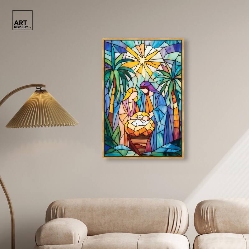 Holy Family Framed in Glass Canvas by Art Remedy