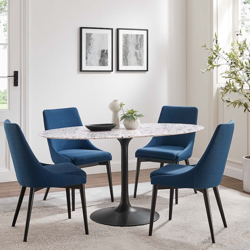 Lippa 60" Oval Terrazzo Dining Table - Black White