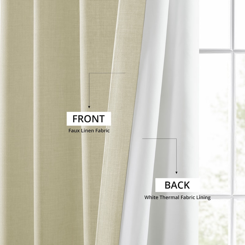 Exclusive Fabrics Italian Faux Linen Room Darkening Curtains for Bedroom & Living Room Curtains - Single Panel Window Curtains