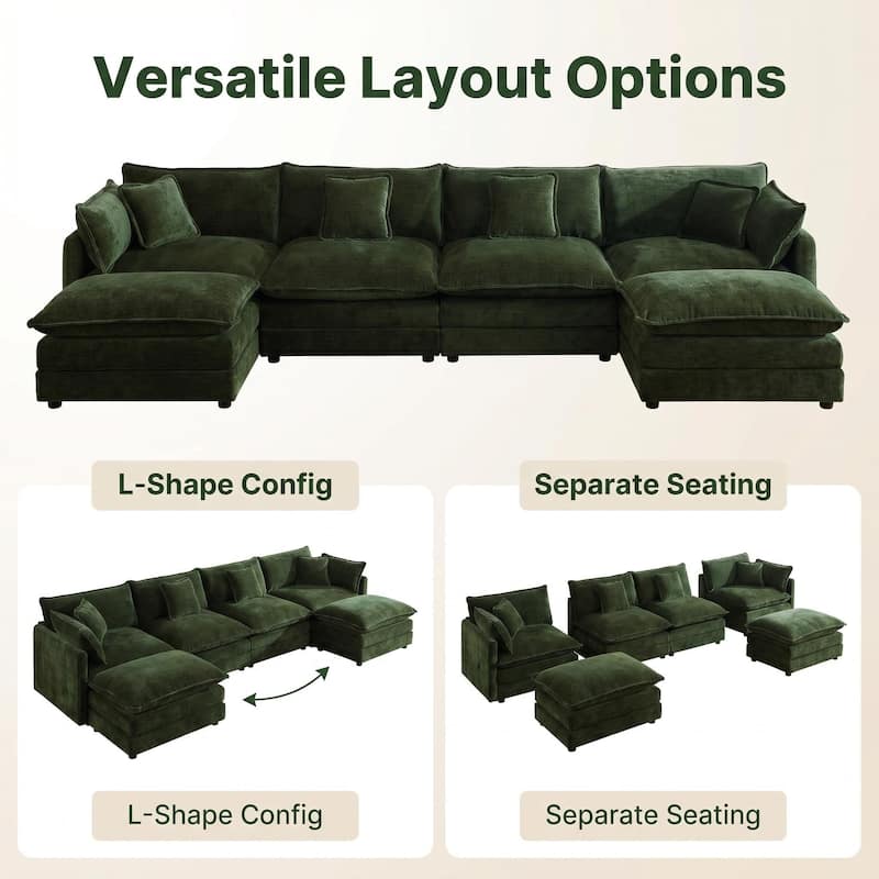 Cloud Chenille Upholstered Modular Sectional Sofa with DIY Combination Design