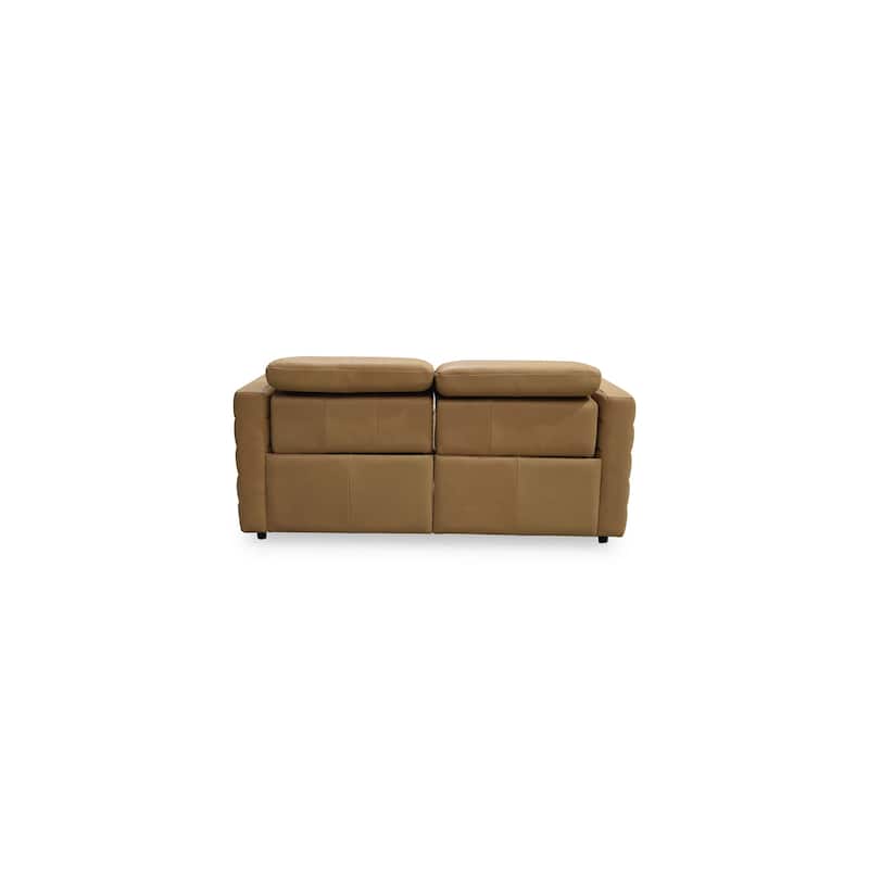 NADAAL STUDIOS Serelith Sofa, Channel-Tufted Chenille Fabric with Power Recline, Rubberwood Frame, Seats 2, Off White