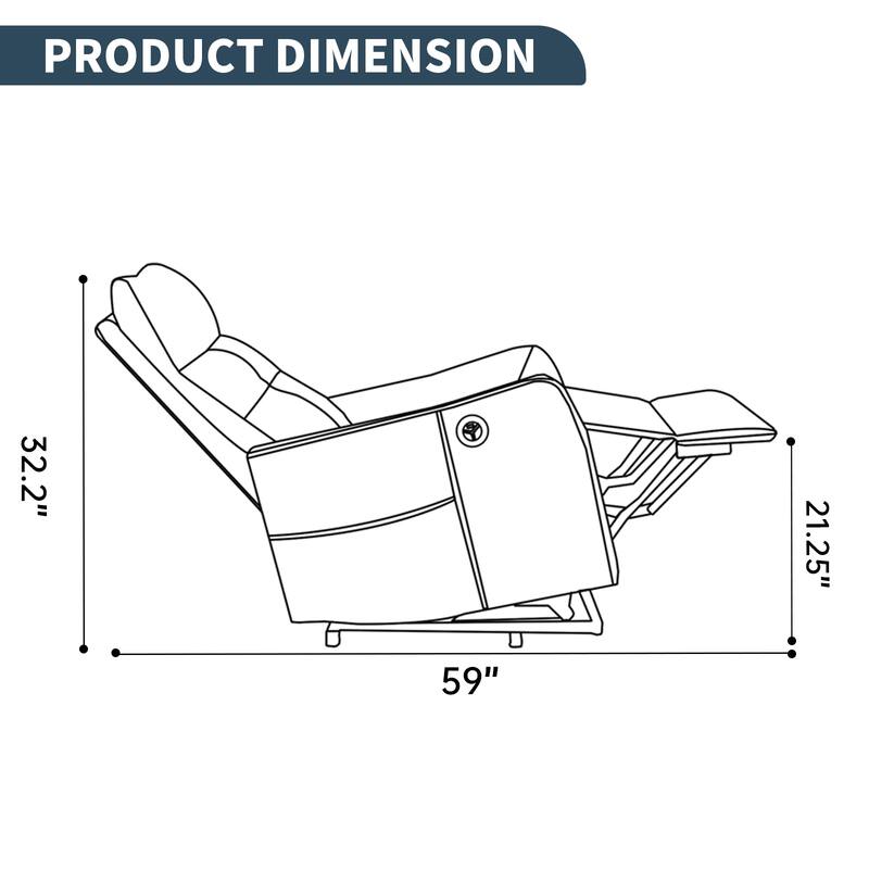 Single Motor Power Lift Recliner with USB Port and 155 Degree Recline