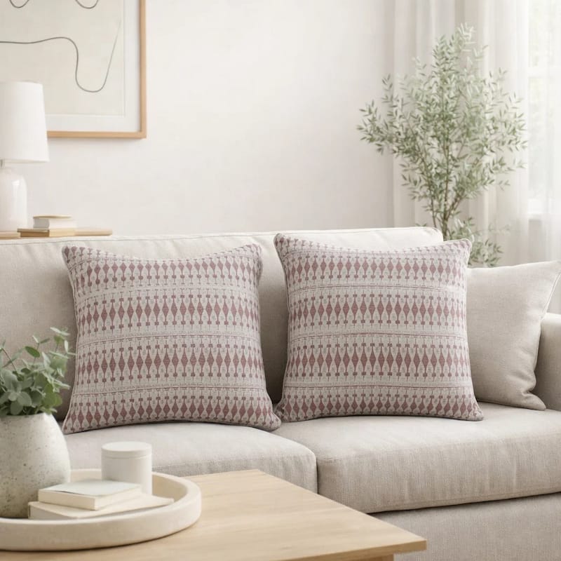 Contemporary Style Simple Traditionally Designed Set of 2 Throw Pillows, Red