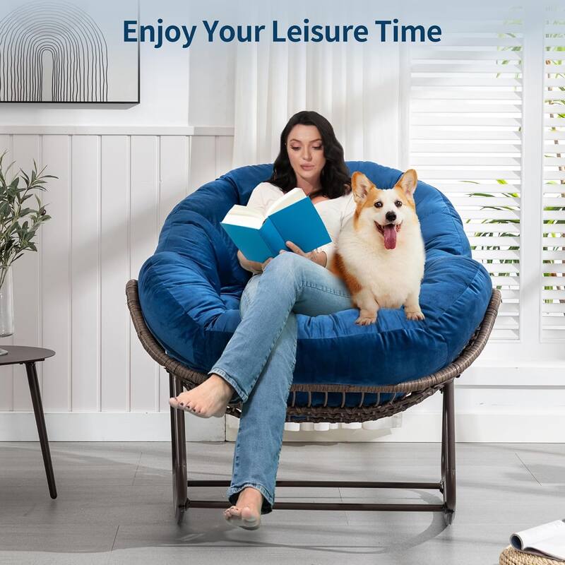 Outdoor Rattan Rocking Chair,Padded Cushion Rocker Recliner Chair Outdoor for Front Porch, Living Room, Patio, Garden