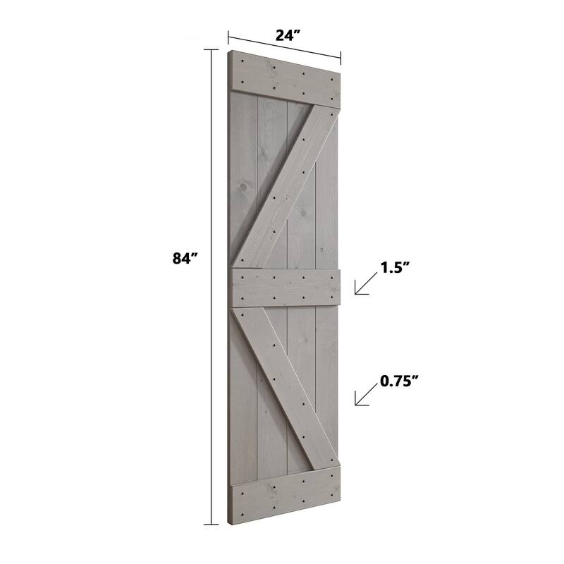 Coast Sequoia 24in x 84in K Series Pine Wood Sliding Barn Door With Hardware Kit