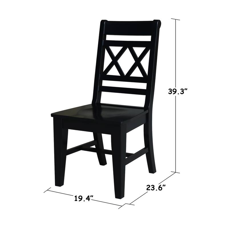 Solid Wood Double X-Back Dining Chairs, Set of 2