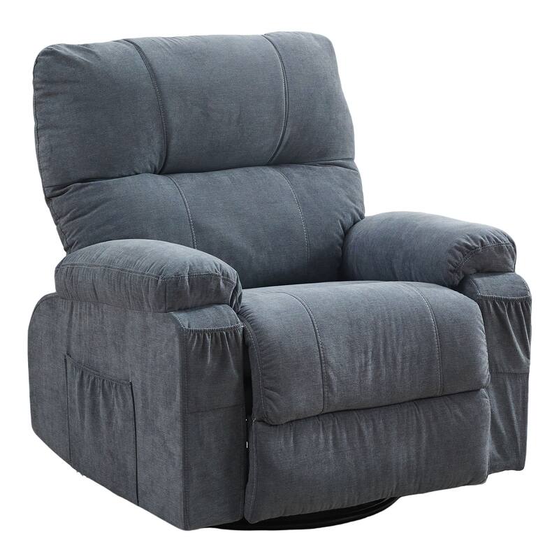 360° Linen Swivel Rocker Recliner with Side Pockets