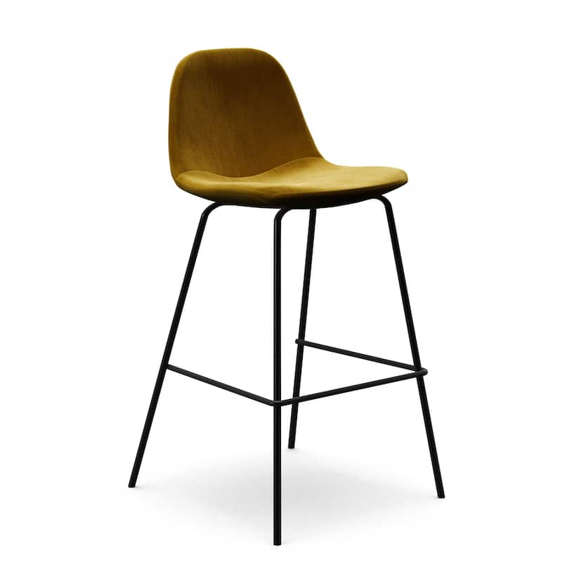 Maxine Velvet Counter Height Stools Black Legs (Set of 2)